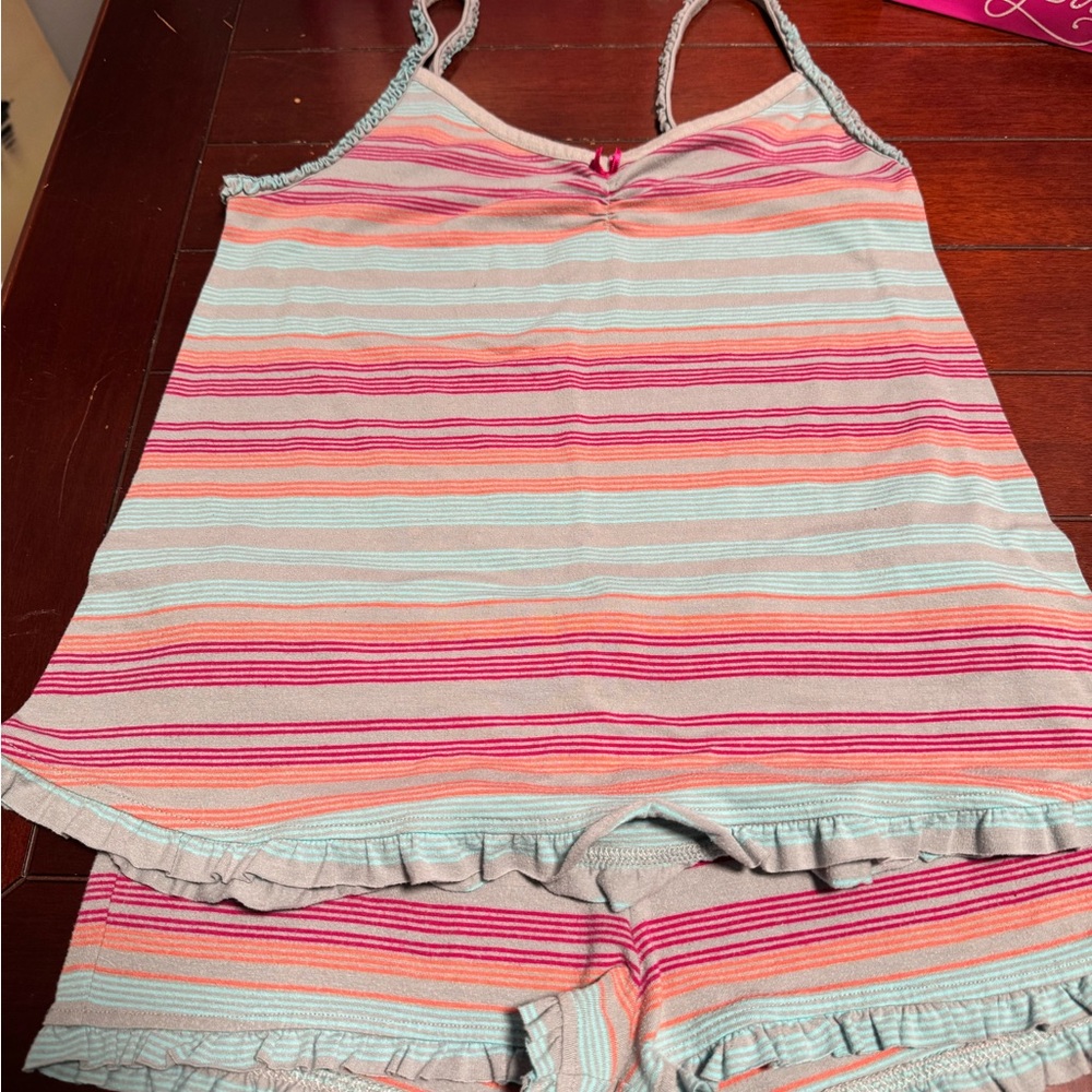 Striped Pink and Orange Pajama Set